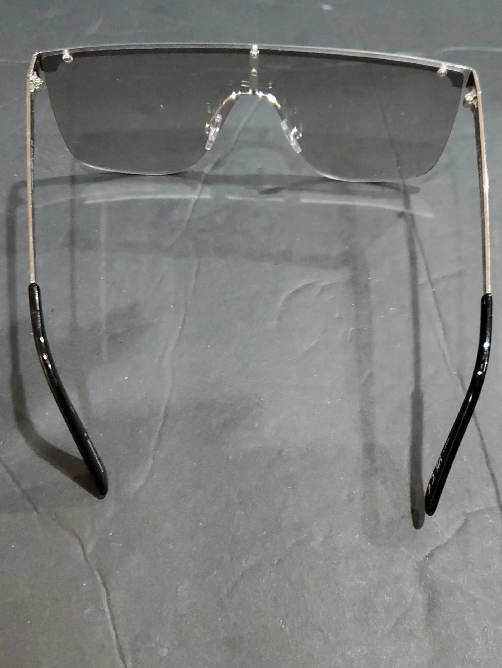 Frye silver flatbrow rimless frame oversized‎ clear lenses square sunglasses